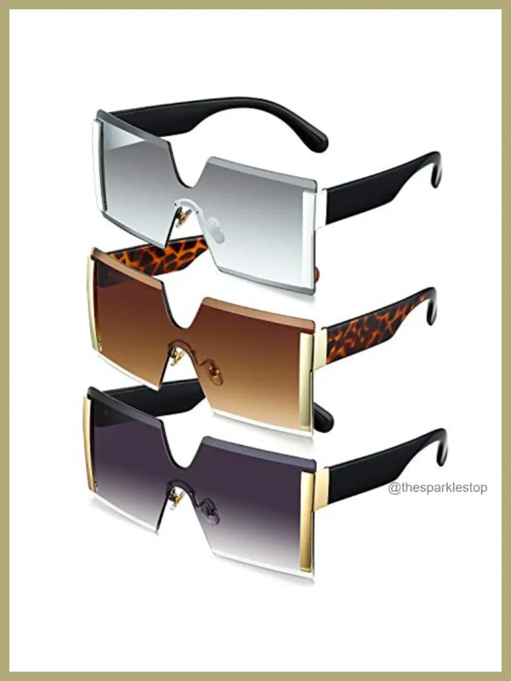 Oversized Square Rimless Sunglasses for Women Fashion Trendy Lightweight UV