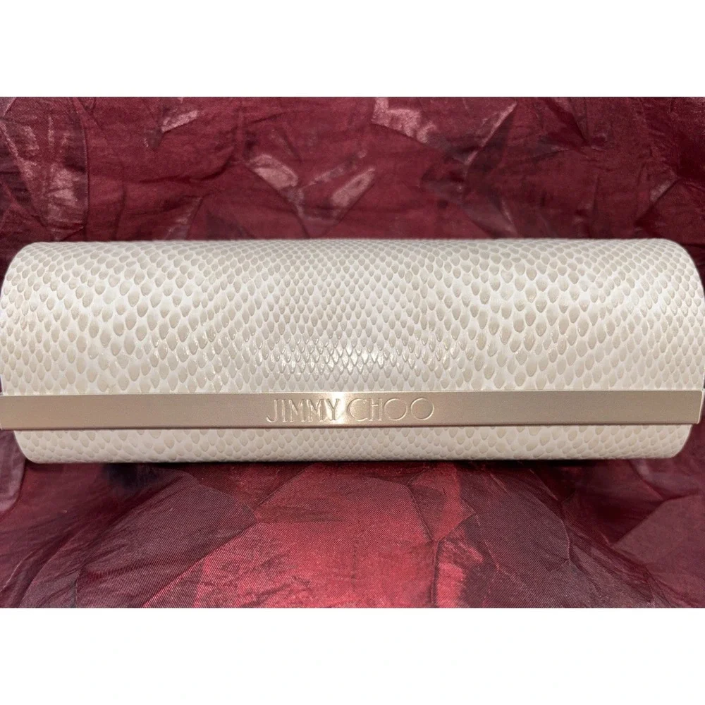 Jimmy Choo Eyeglass/Sunglass Hard Case Faux‎ Beige Snakeskin Standard Size EUC