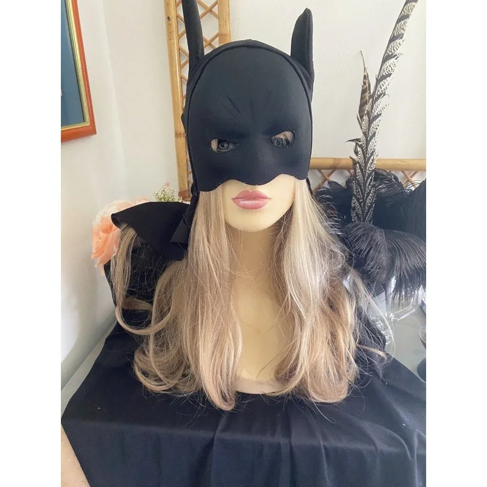 Black Batman Halloween Mask Cape‎ Costume Adult Child Sz Small 35