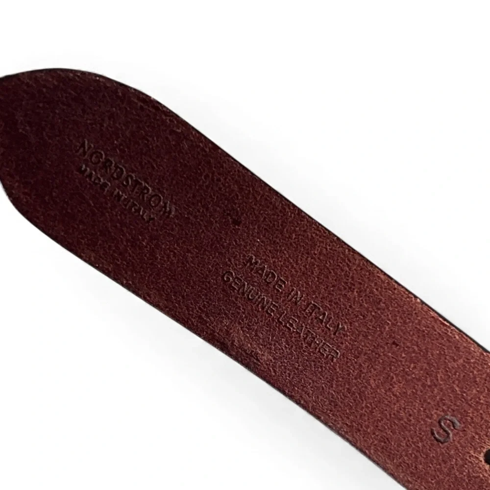 NORDSTROM Vintage Genuine Italian Leather Cognac Belt Cutout Squares