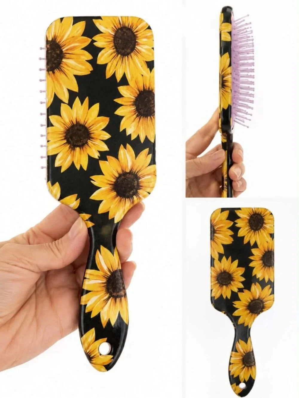 Black paddle hair brush