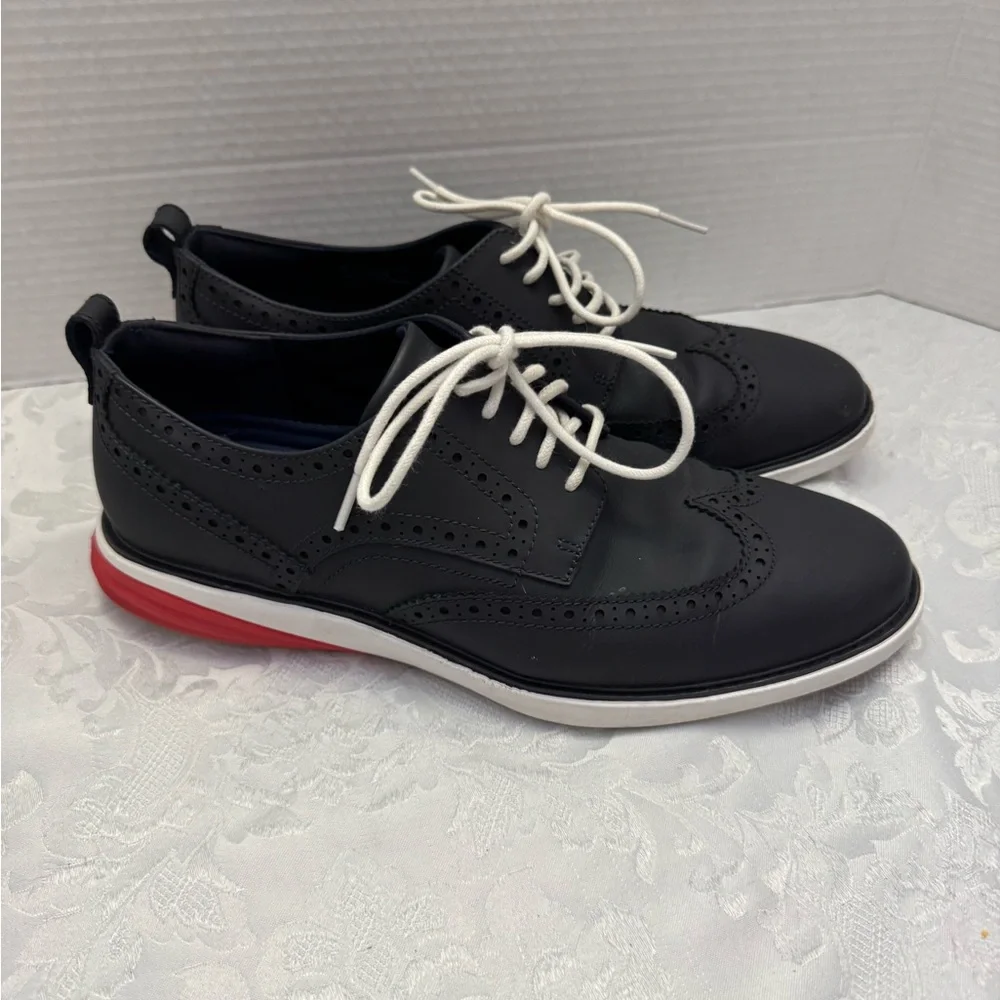 Cole Haan Grand Evolution 10M Wingtip‎ Oxford Leather Comfort Shoe Blue Office
