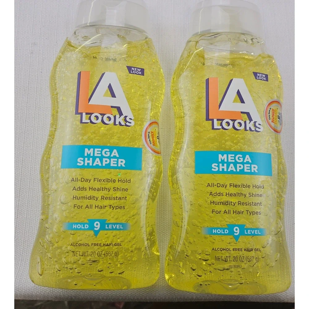 LA Looks Mega Shaper Alcohol Free Hair Gel Hold Level 9 All Hair Types 20 oz x 2