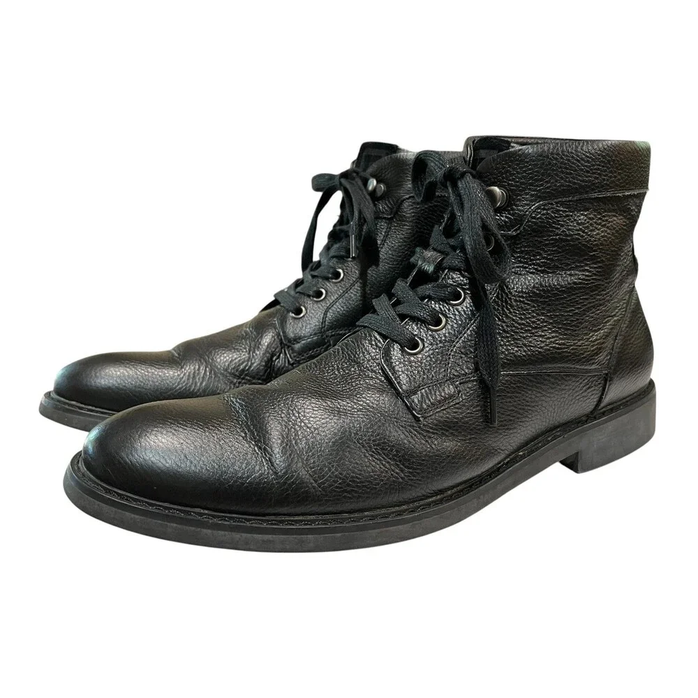 Joe's Men's JF505C33 Black Pebble Leather Lace-Up Ankle Boot  Size 12