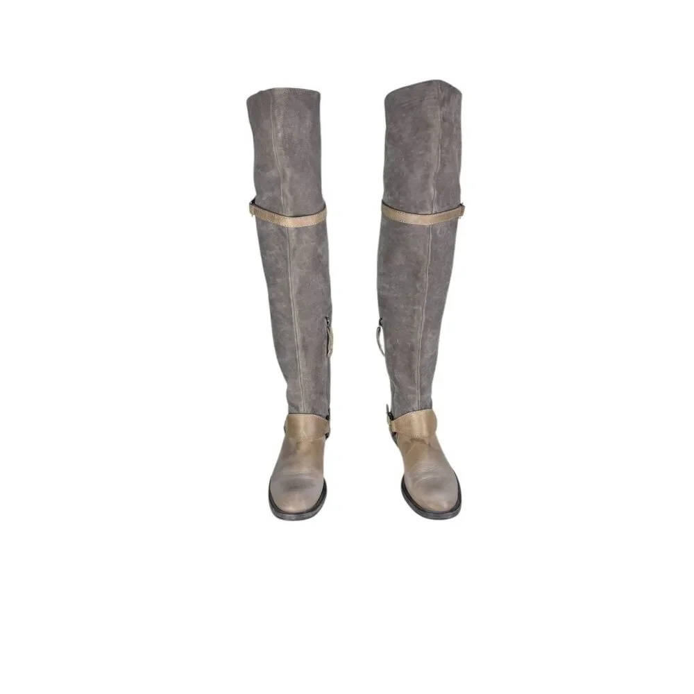 brunello cucinelli suede boots women over the knee size 37.5 7‎ Gray