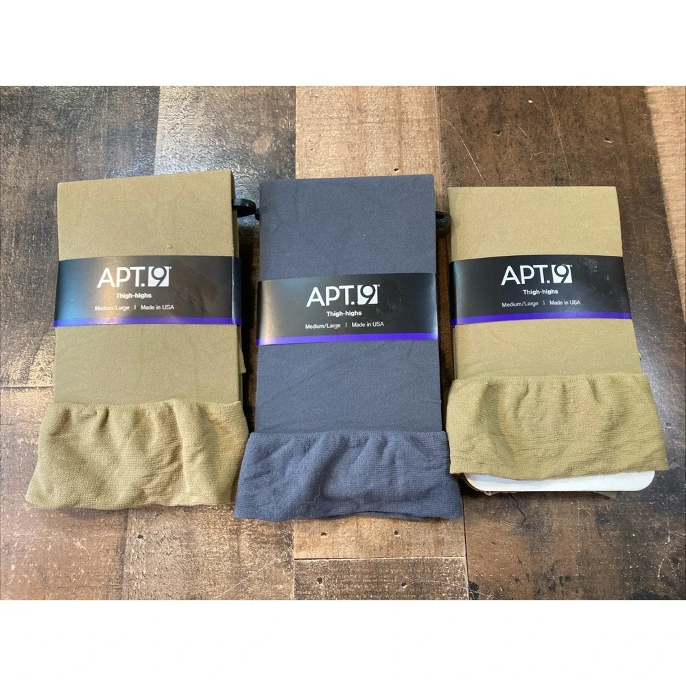 Apt 9 Wide Band Thigh High 1 Gray 2 Neutral Stockings Size Fits Medium Large M/L