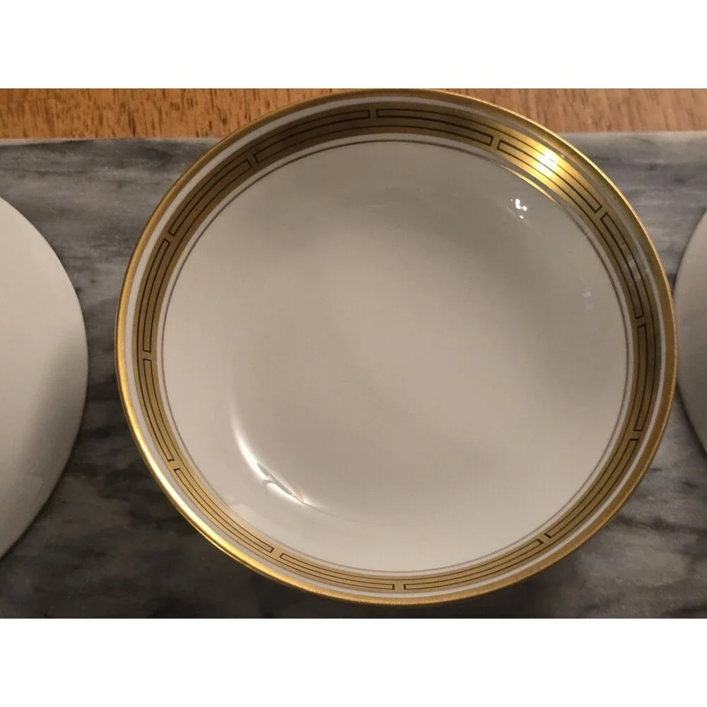 Antique Pickard China Gold Encrusted Greek Key Berry Bowls Set of 6 Haviland...