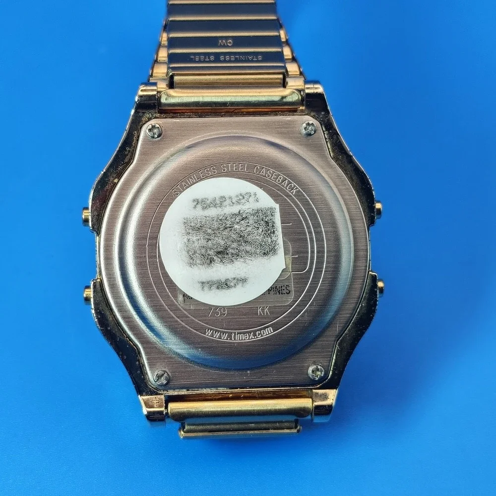 Vintage‎ 2010 Timex Indiglo TW5 38mm Mens Digital Sports Watch Triple GOLD Retro