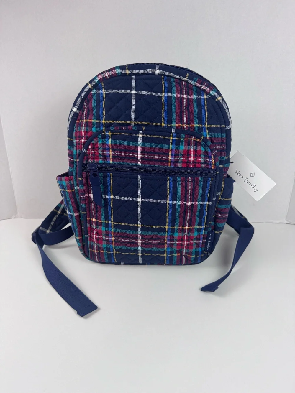 NWT Vera Bradley Navy Tartan Plaid Quilted Small Backpack