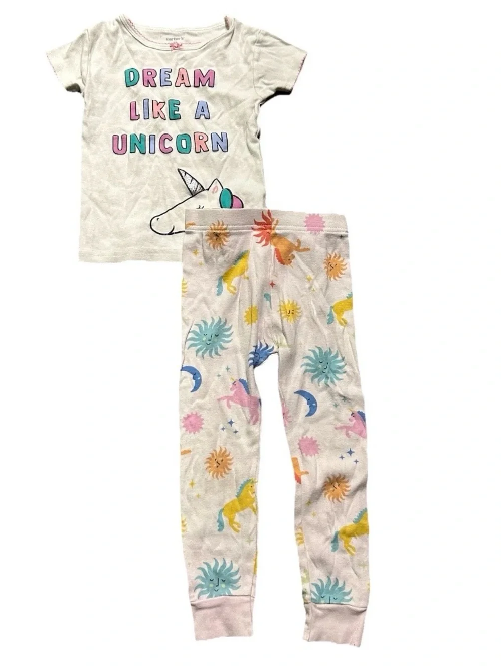 Toddler Girl Pajama Sets Bee Kind Unicorns Short Sleeve Pants Size 3T