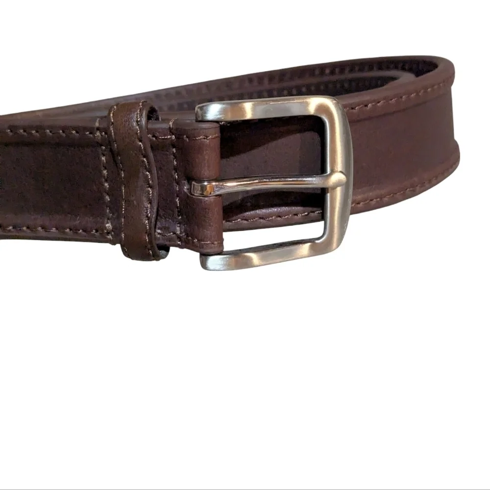 EUC Men genuine leather belt dark brown Waist 36