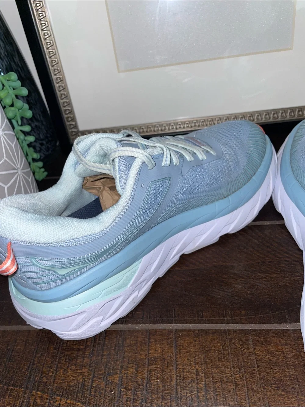 Hoka One One Bondi 7 Athletic Shoes Blue Fog/ Blue Glass Size 6.5D Wide Width