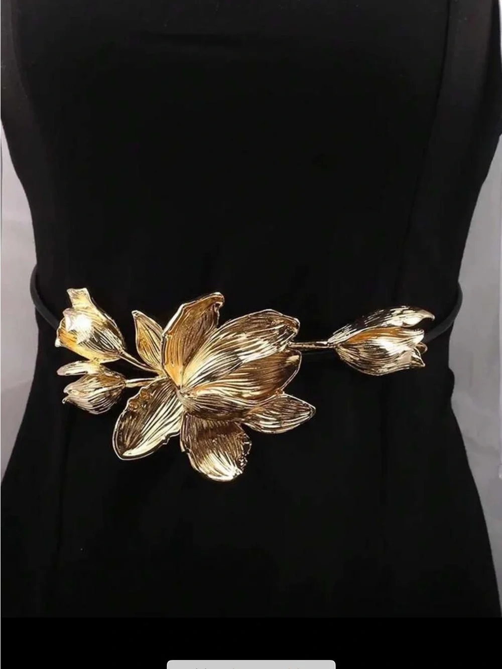 Gold Floral Statement Belt - Women's Accessory