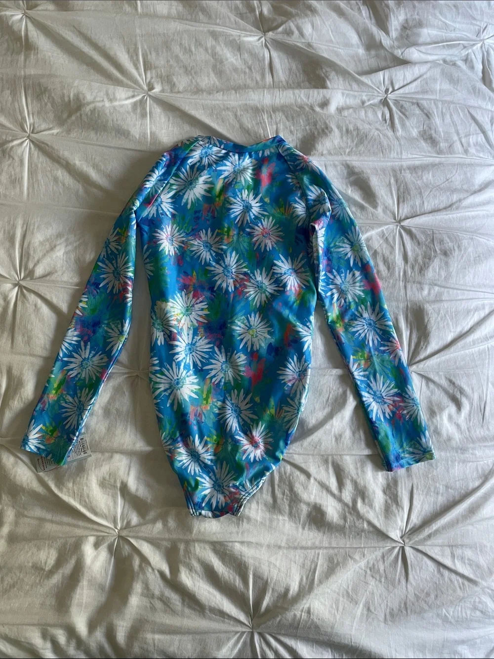 Cat & Jack Blue Floral Long-Sleeve One-Piece Swimsuit