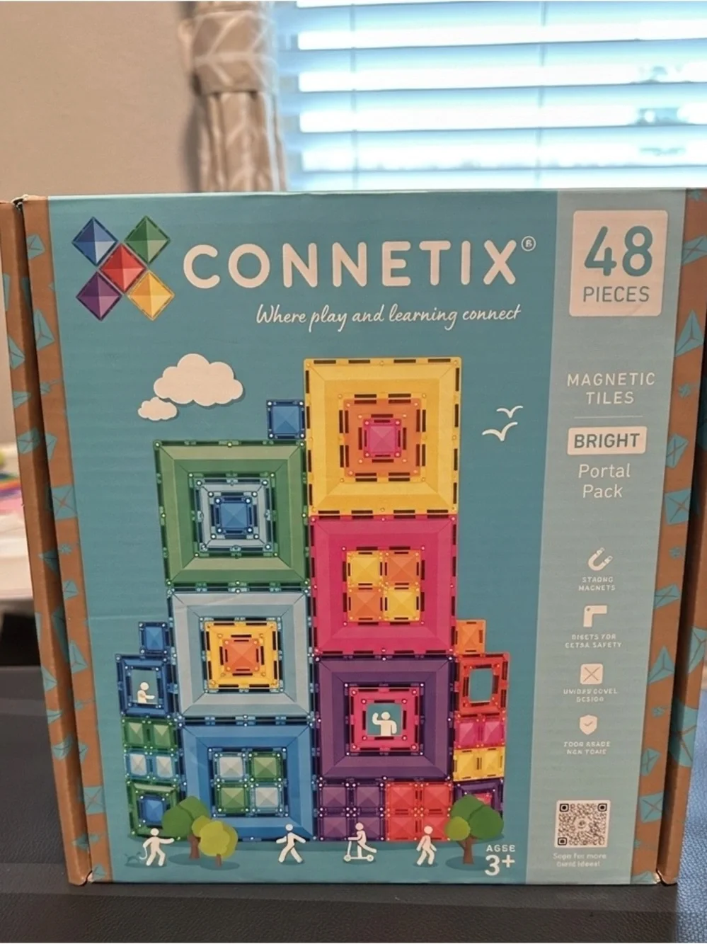 Connetix Bright Magnetic Tiles 48-Piece Portal Pack - Multicolor