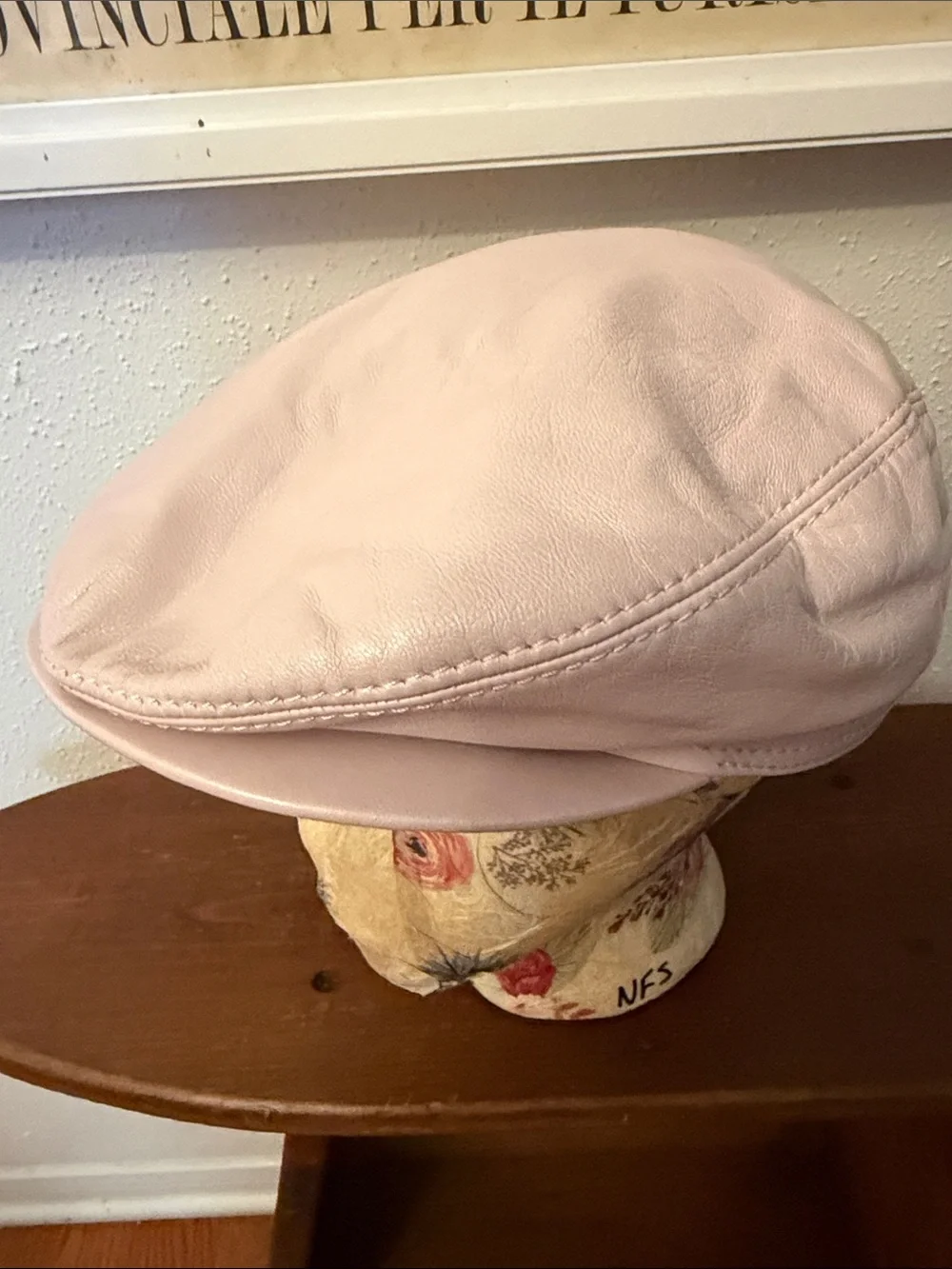 Light Pink Leather Newsboy Cap by Wilsons Leather