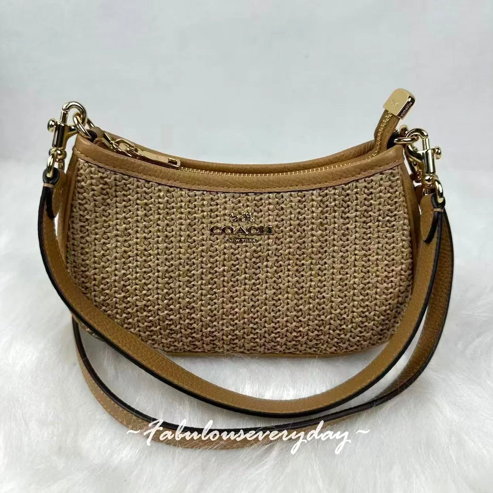Coach Teri Mini Crossbody Bag Shoulder Bag Straw/Gold/Toast CDW66 NWT