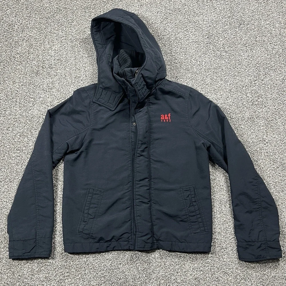 Abercrombie Jacket Boys XL Blue All‎ Season Weather Warrior Lined Full Zip Coat