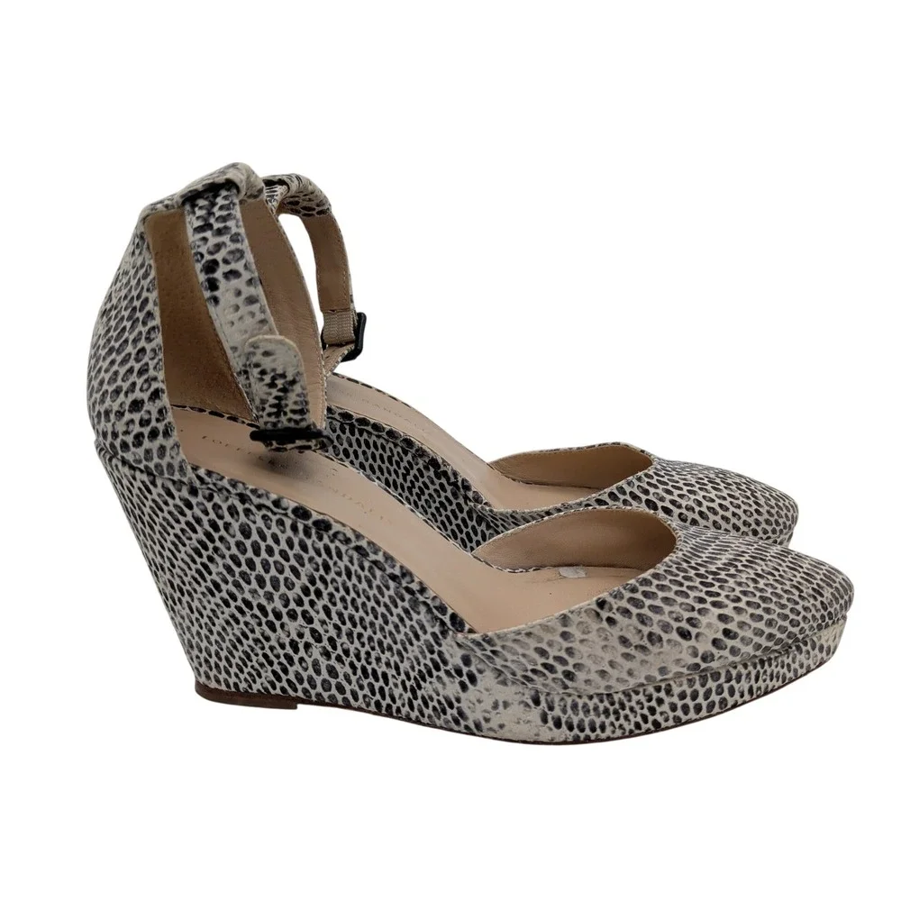 Loeffler Randall Womens Python Snakeskin Print Pointed Toe Wedge Pumps 8.5 B