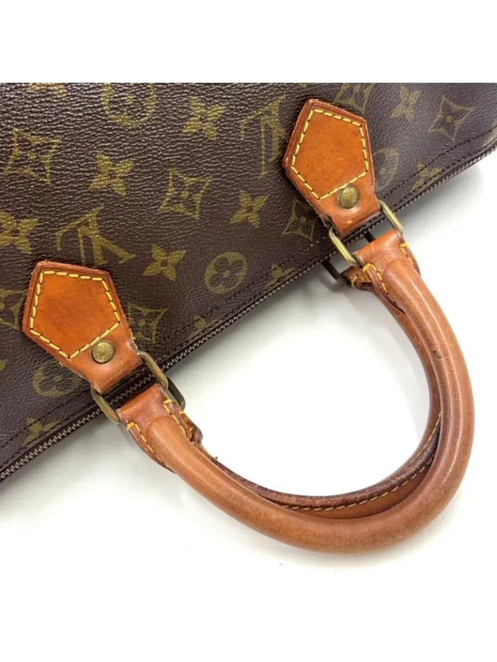 Louis Vuitton Speedy 30 Monogram Leather Brown Light Handbag Gold