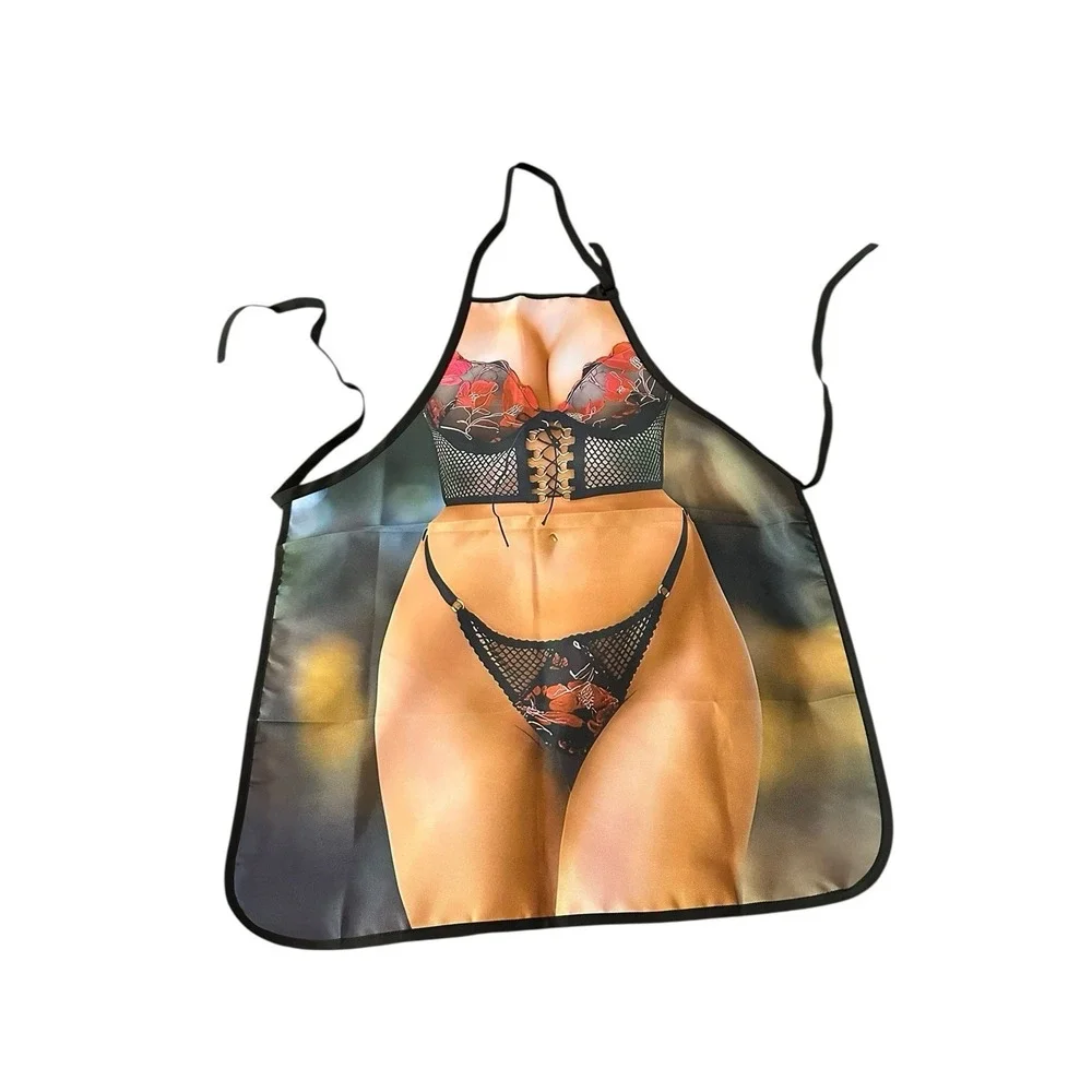 NEW novelty adult ONE SIZE apron full coverage funny SEXY LADY BODY‎ IN BLACK