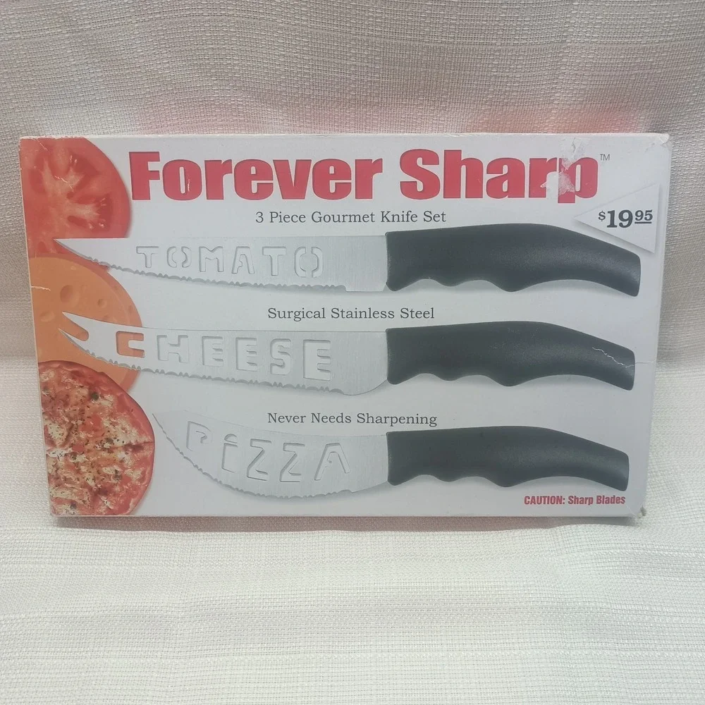FOREVER SHARP 3‎ Piece Gourmet Knife Set-Tomato, Pizza, Cheese