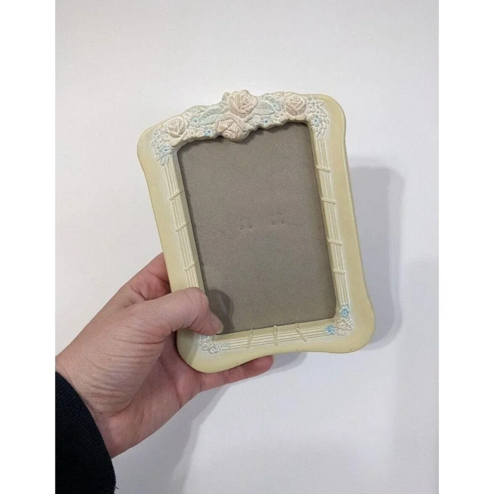 Vintage Burnes Floral Photo Frame Small Portrait Dainty Feminine Pastel Tabletop