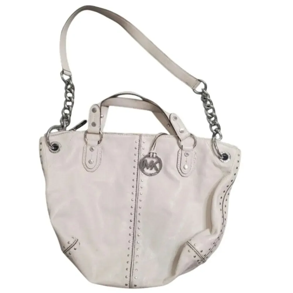 Michael Kors Uptown Astor Stud‎ Shoulder Bag Cream