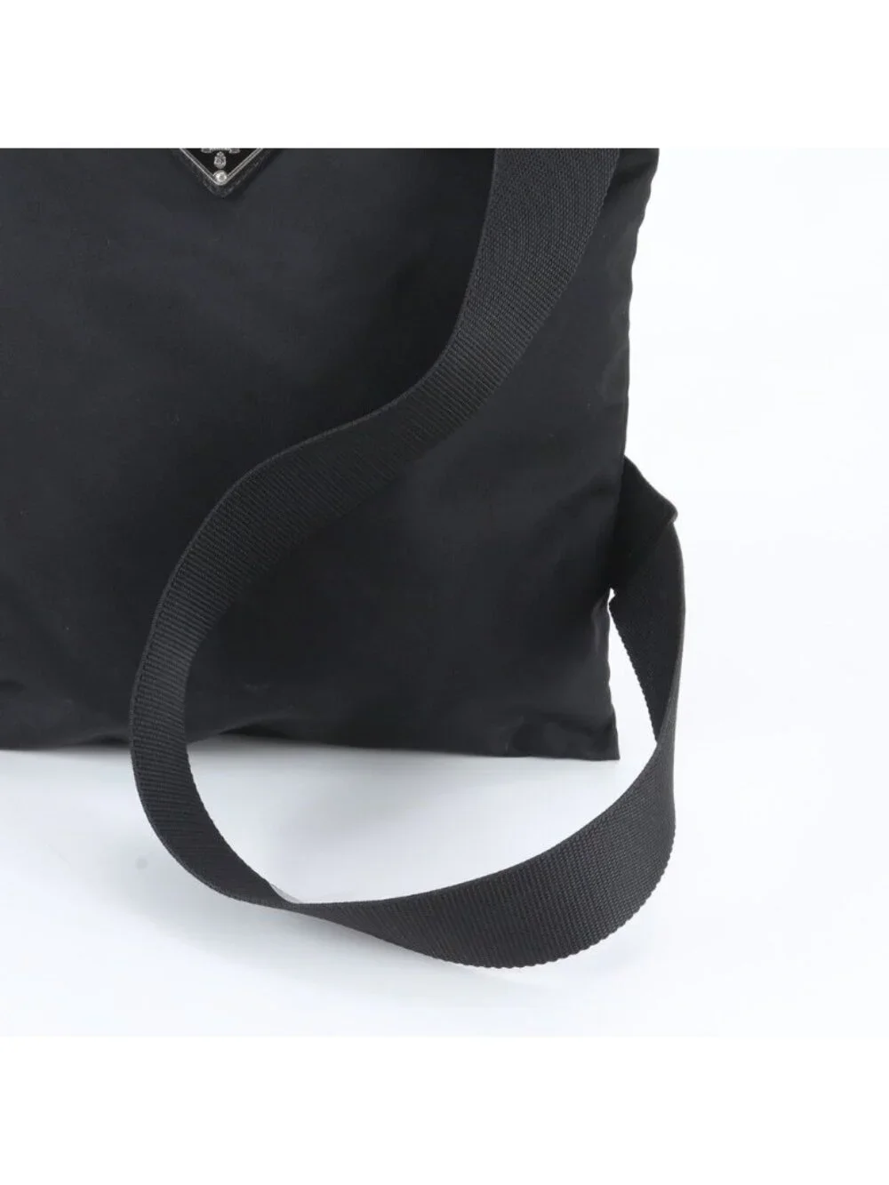 Prada Tessuto Nylon Triangle Logo Leather Shoulder Bag Crossbody Messenger