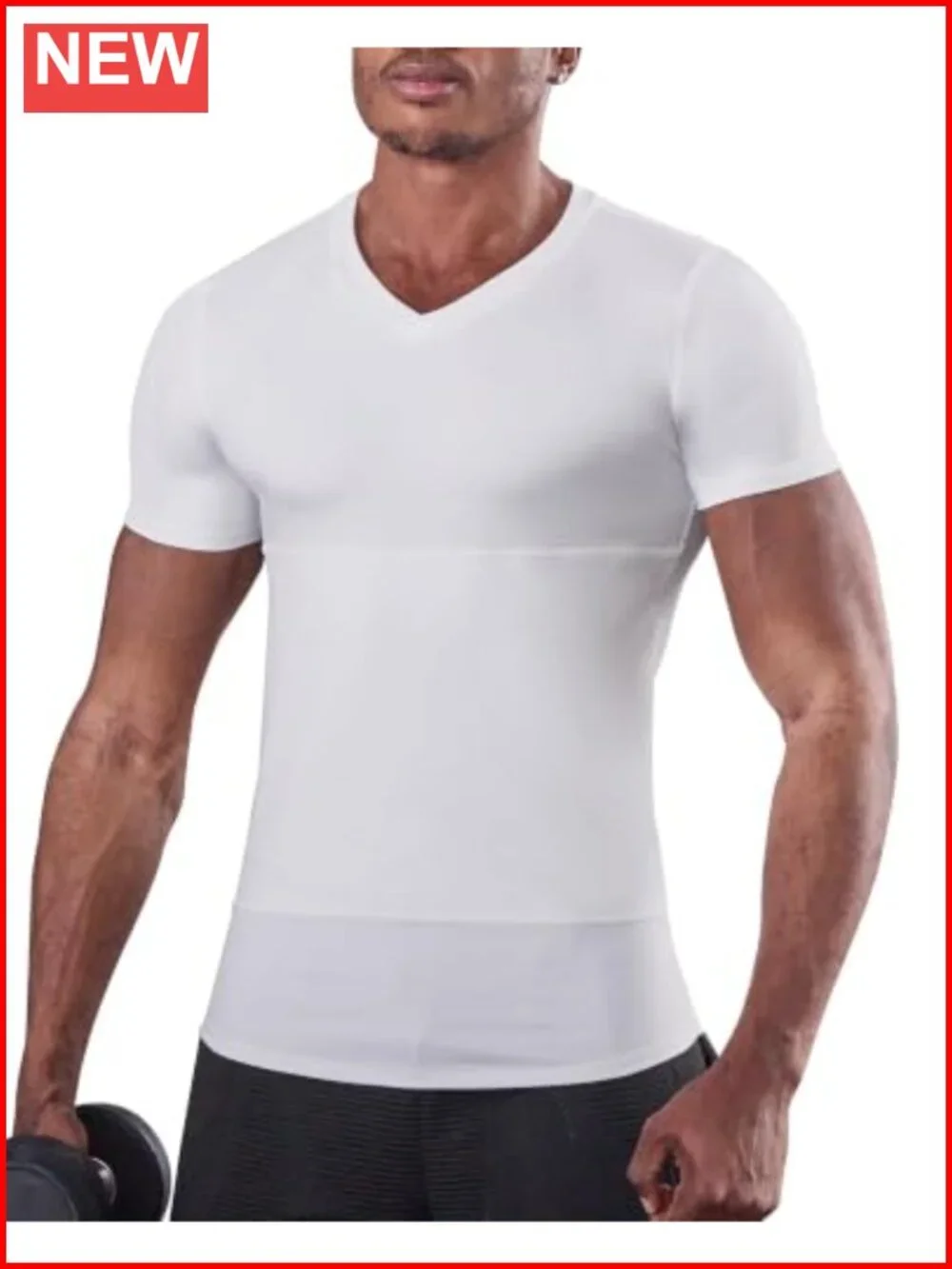 Men's Compression Shirt V-Neck Gynecomastia Undershirt Body Shaper Slimming