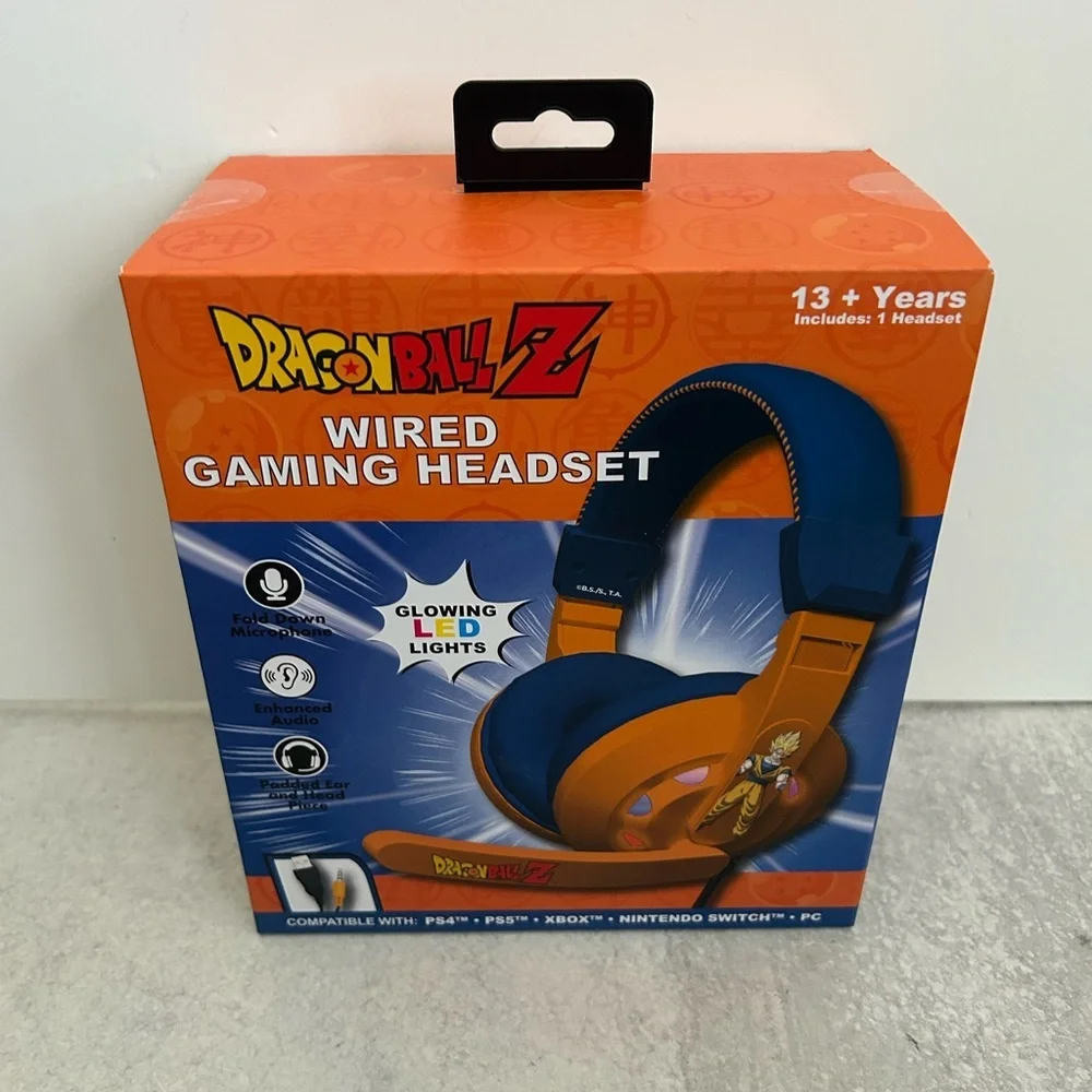 Dragon Ball Z Goku Wired Gaming‎ Headset Headphones LED Light Soft Cushion