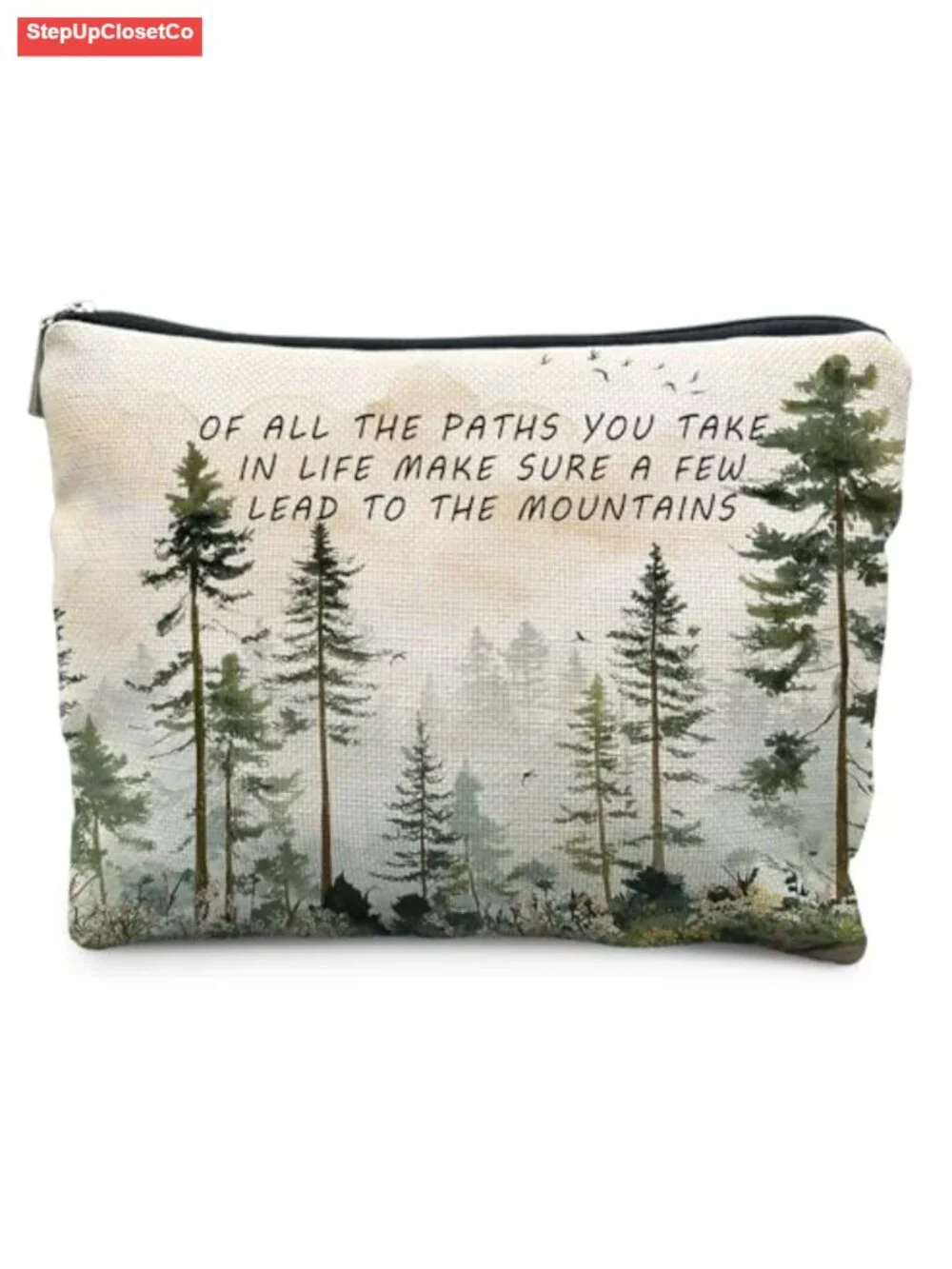 Linen Canvas Cosmetic Bag Travel Toiletry Organizer Pouch for Women Nature