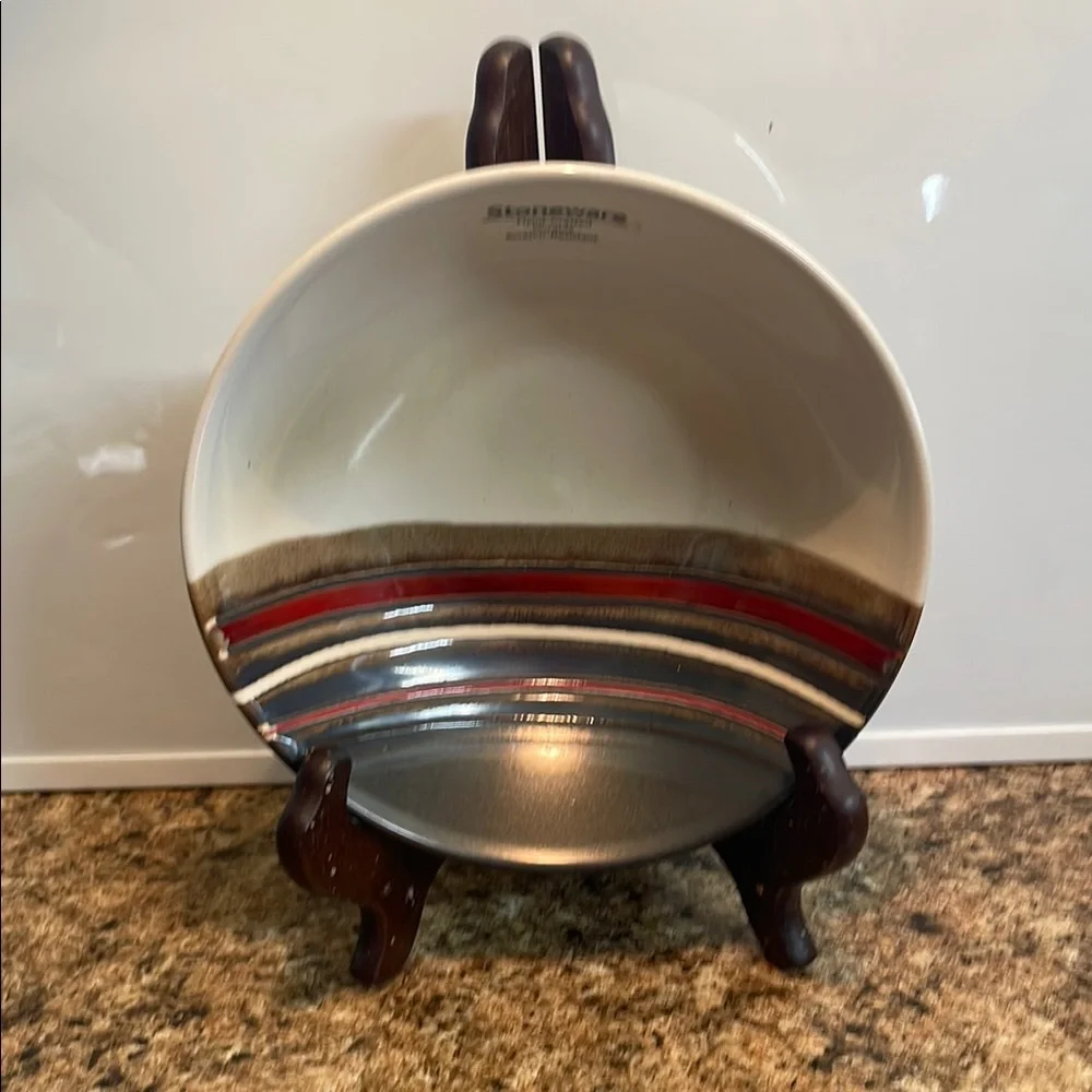 Striped Ceramic bowl set‎ of 4 with out the Stand