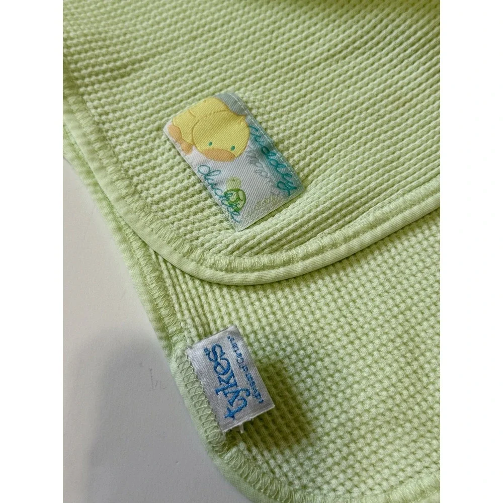 VTG Tykes by Carters Rare Green Cuddly Duckie Patch Thermal‎ Baby Blanket Y2K