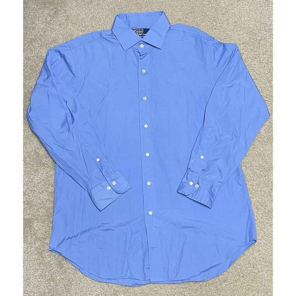 Polo Ralph Lauren Men's 16 32/33 Dress Shirt Regent Classic Fit Blue 100% Cotton