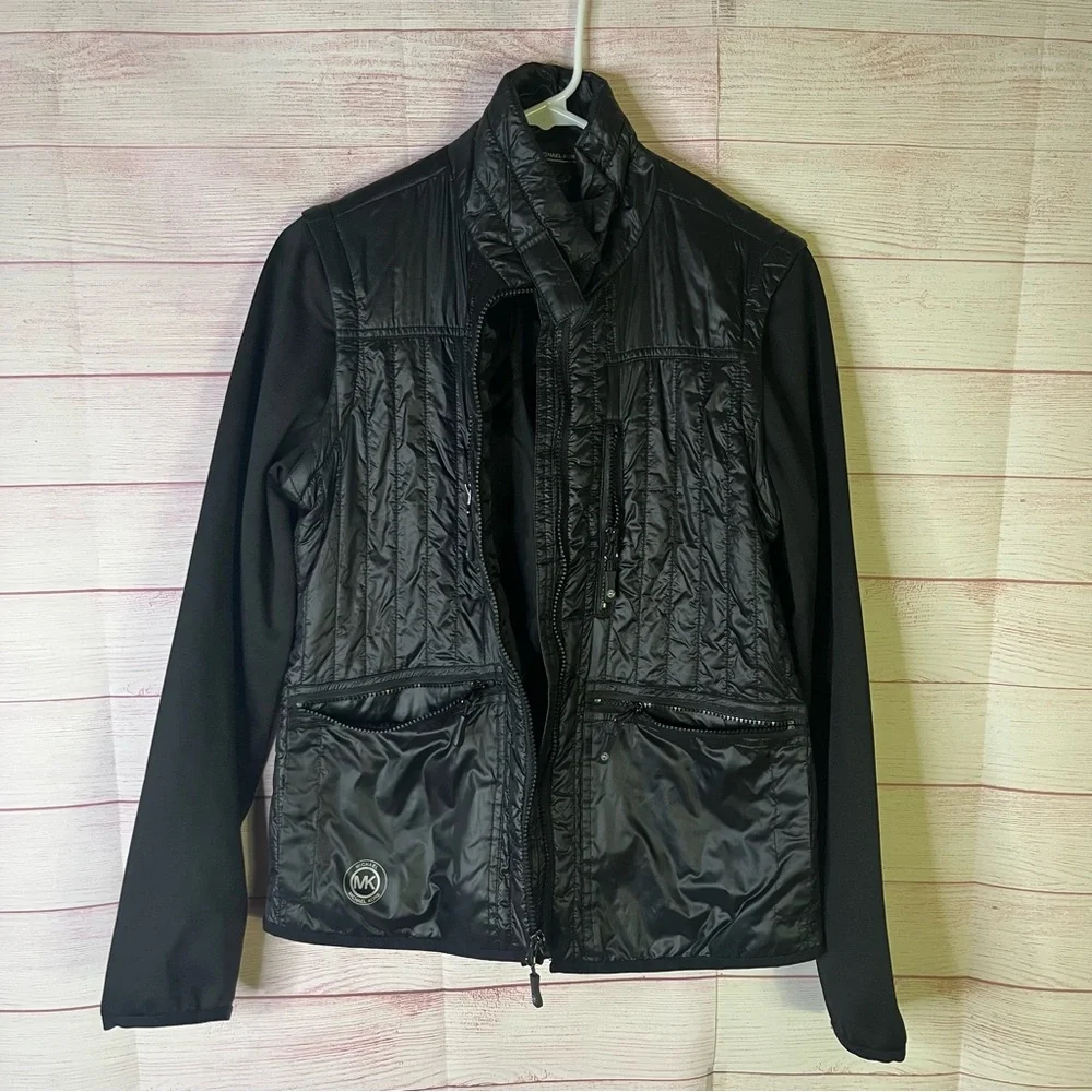 Michael Kors Black Convertible‎ Removable Sleeves Full Zipper Jacket Size Small