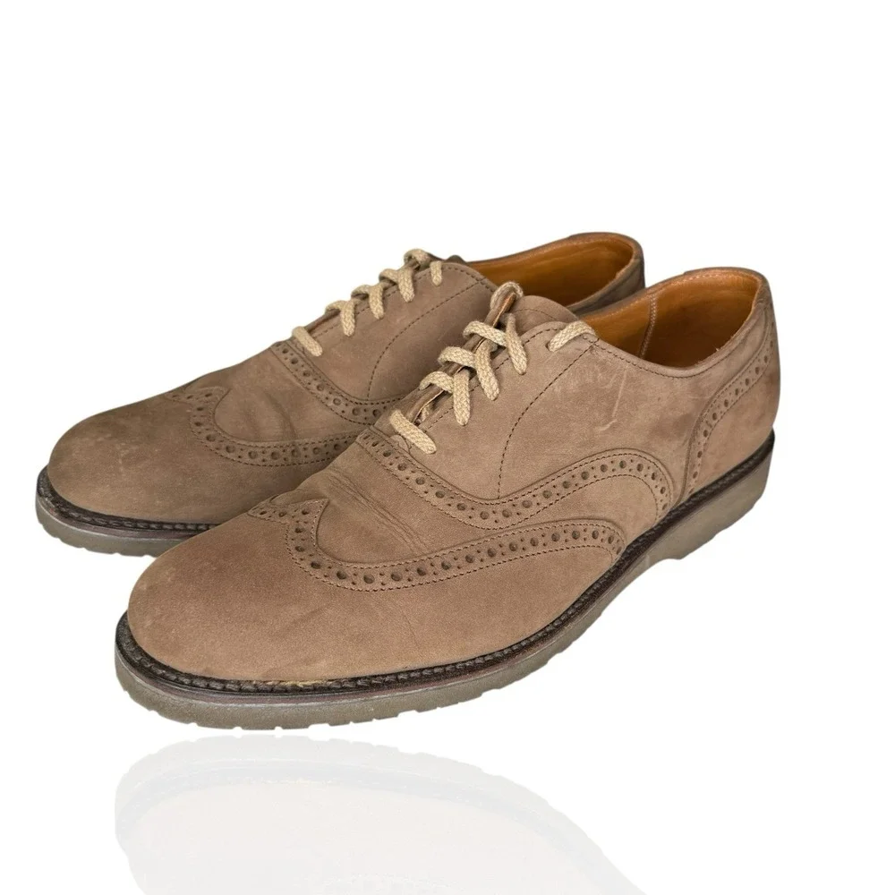 Vintage 90s L.L. Bean Suede Wingtip Oxford Shoes‎ 9B Vibram Sole Made in USA