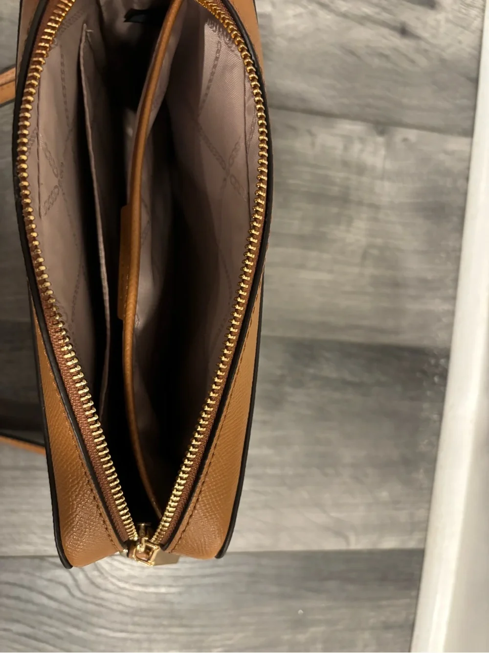 Michael Kors Cognac Saffiano Crossbody with Gold Chain