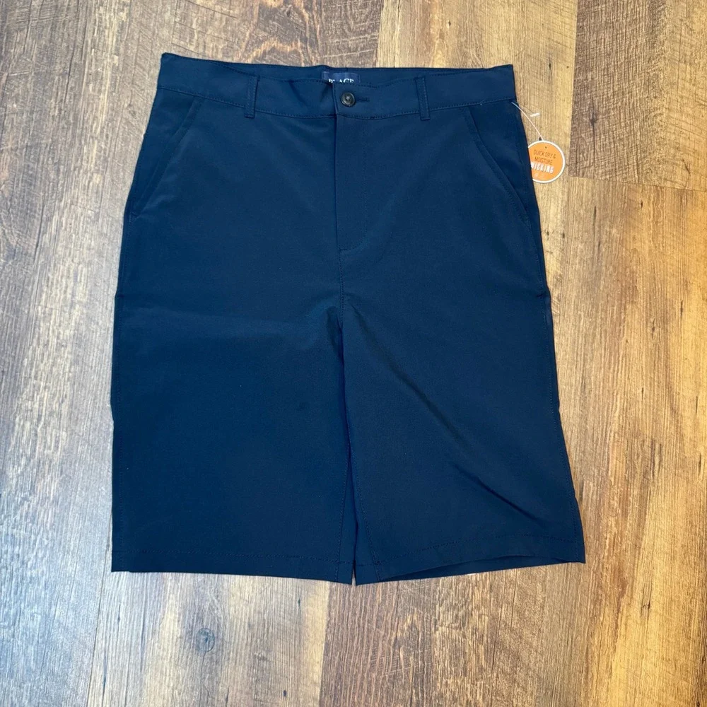 The Childrens Place Uniform Shorts Navy Blue Performance Chino Boys 18 Quick Dry