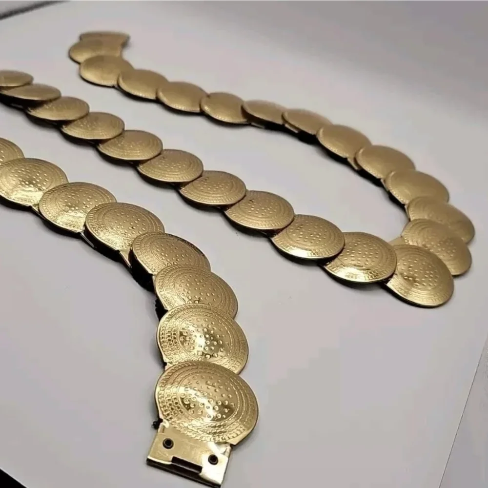 70s Gold Metal Belt Disco Stretch Coin  31