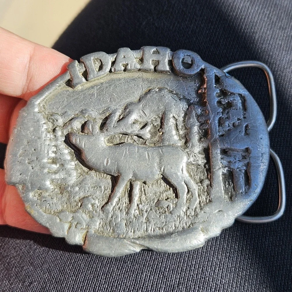 Idaho Bull Elk Belt Buckle Mountains Hunting Nature Vtg 80s Siskiyou TMG .PCB907