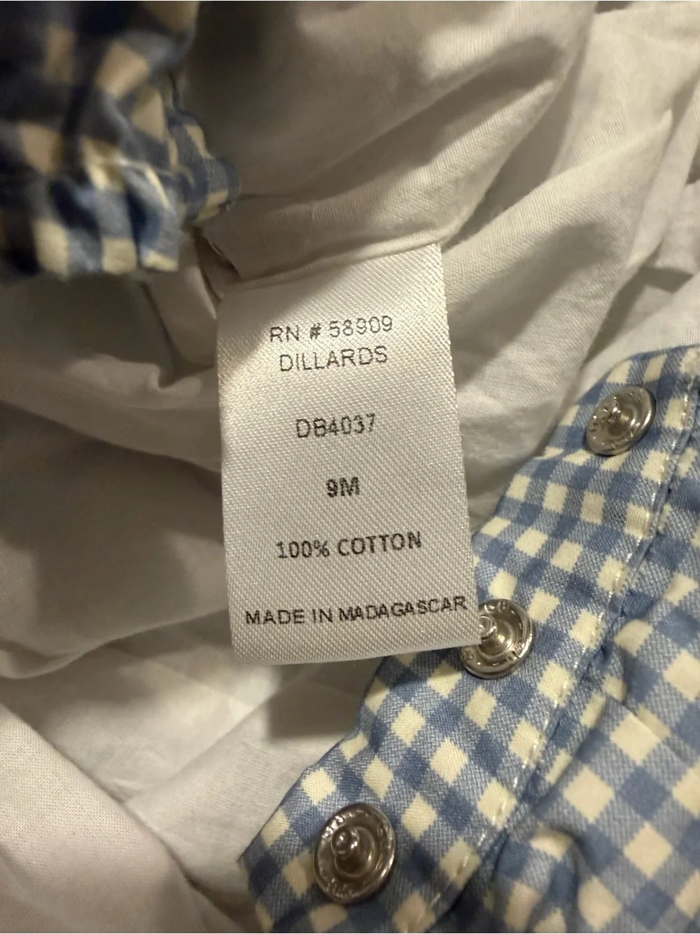 NEW!!  Edgehill Collection Blue and White Gingham Baby Romper with Velvet Collar