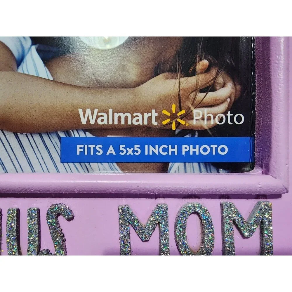Bonus Mom Purple Wood Tabletop Picture Frame Mother's Day Birthday Gift