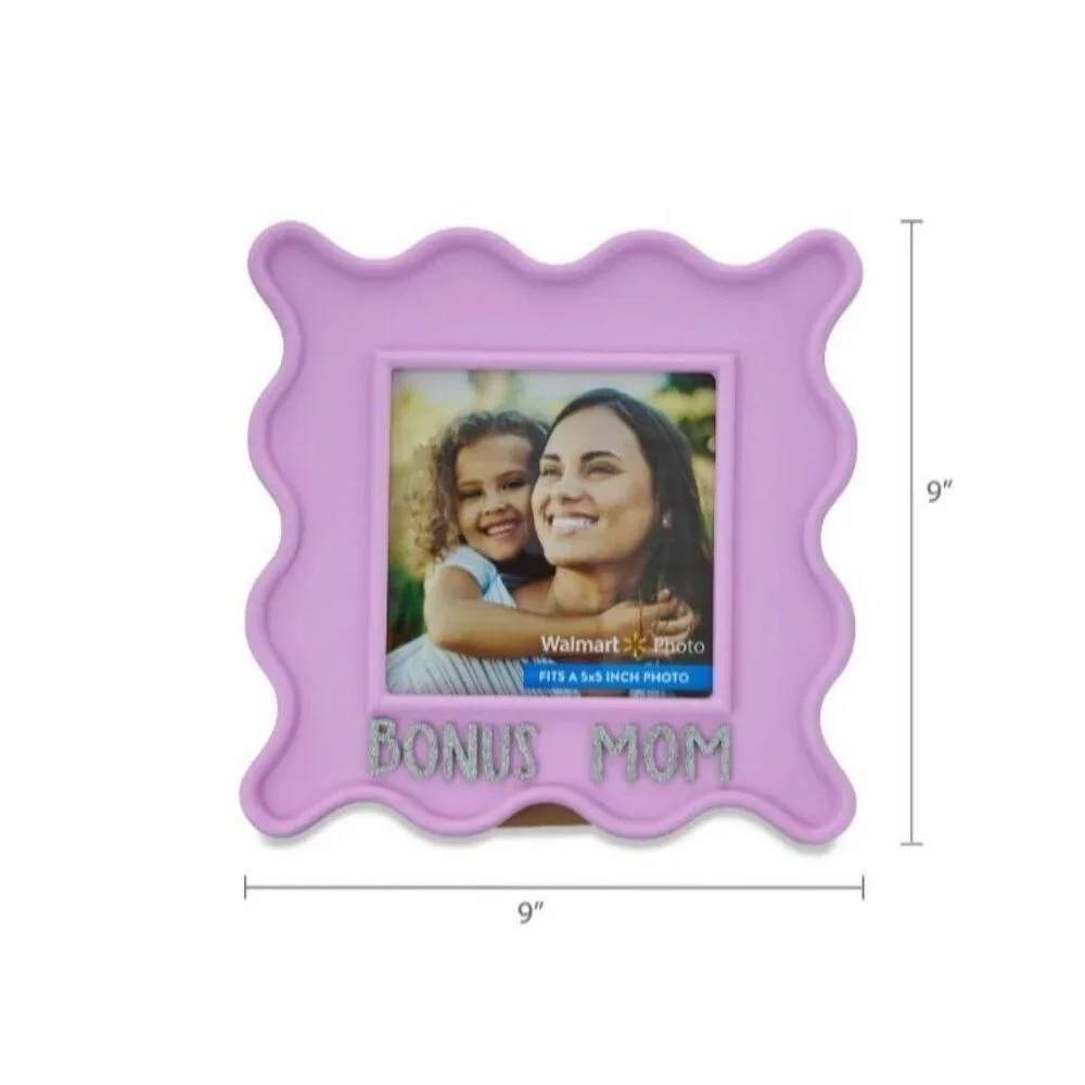 Bonus Mom Purple Wood Tabletop Picture Frame Mother's Day Birthday Gift