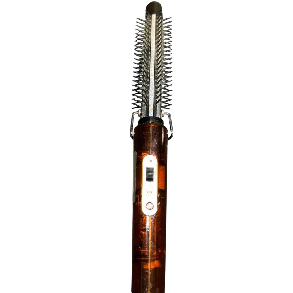 Vintage Electric Hot Brush Hair‎ Styler Amber Transparent Handle Hi Lo Settings