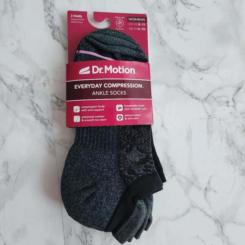 Dr. Motion Compression Ankle Socks 4 Pairs Size Socks 9–11 Shoe 4-10