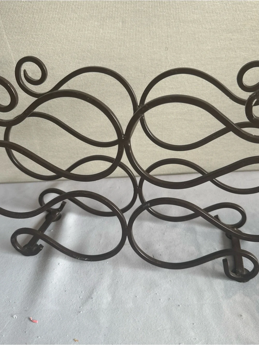 Ornate Brown Metal Wall Hook Panel - Decorative Scroll Design. 15X9 inches