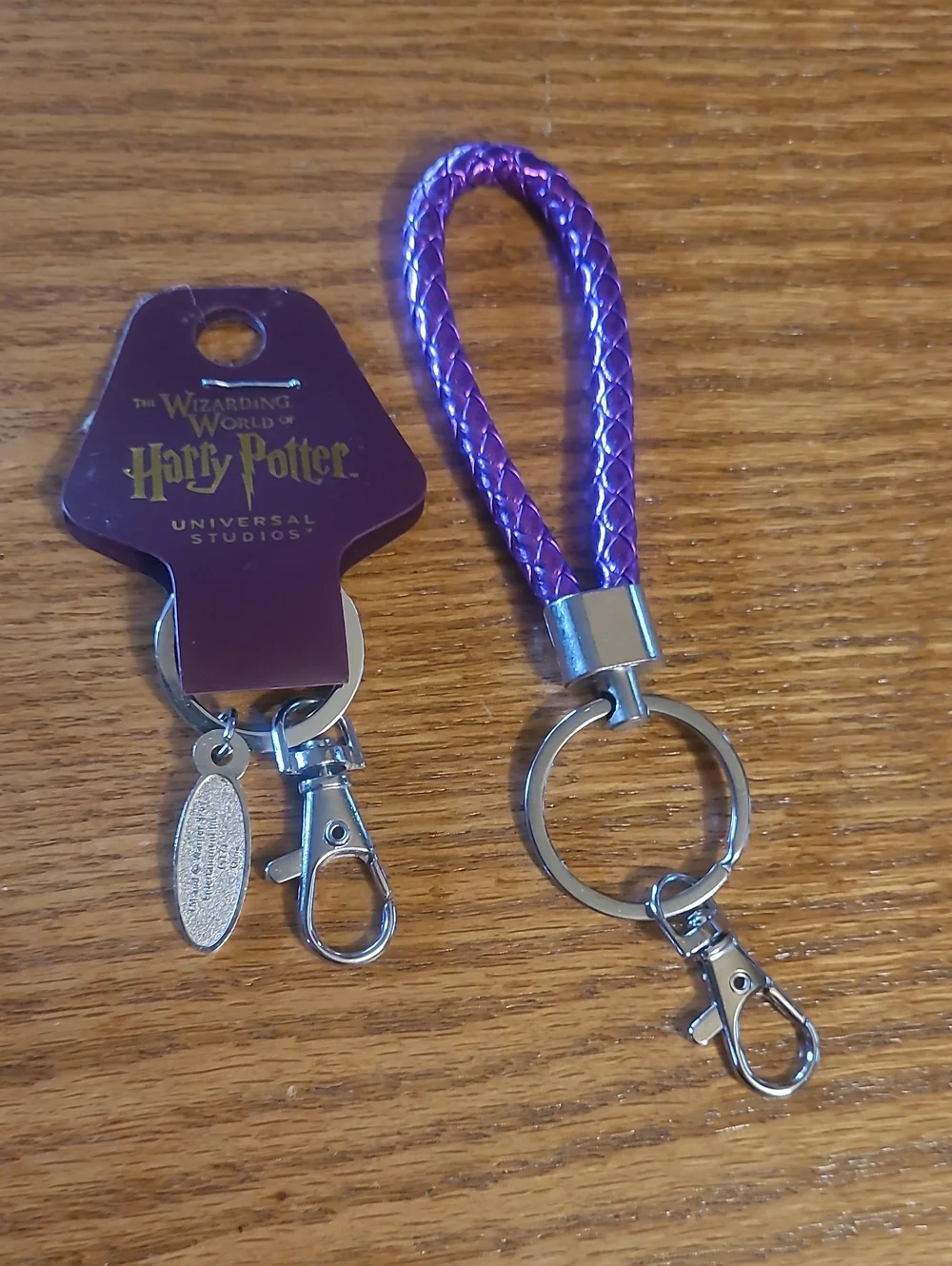 Harry Potter Universal Studios Keychain & Purple Braided Leather Keychain
