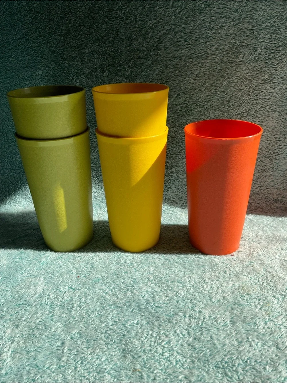 Vintage Tupperware Tumbler Cups - Set of 5 Harvest Colors - 12 oz
