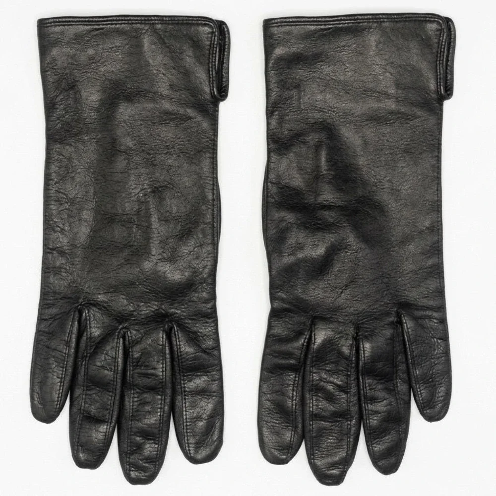 Coach Leatherware‎ Black Leather Gloves Silk Lined Made in Italy Womens Sz 7.5